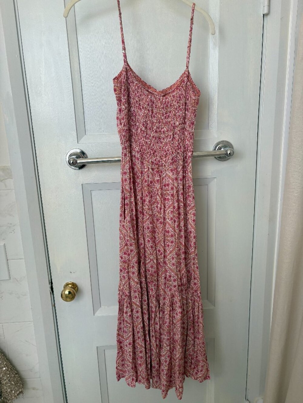Beachgold Bali Pink Paisley Rayon Maxi Dress Size M